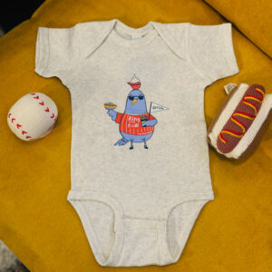 Vinnie pigeon heather baby onesie